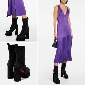 NWB Christian Louboutin Izamayaz suede platform ankle boots 41 Block Heel